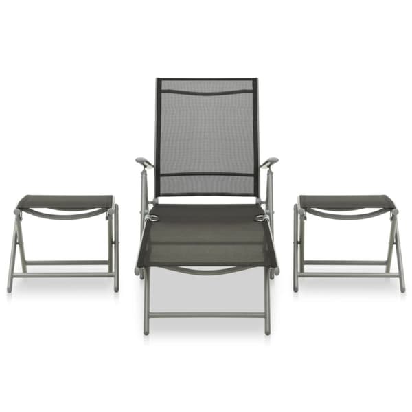 Utemöbelgrupper - Living Loungegrupp för trädgården 3 delar textilen och aluminium silver