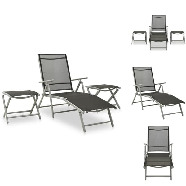 Utemöbelgrupper - Living Loungegrupp för trädgården 3 delar textilen och aluminium silver