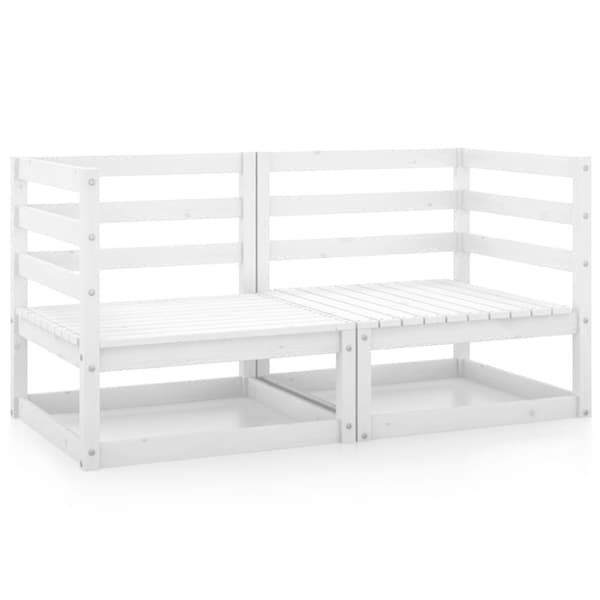 Utemöbelgrupper - Living Hörnsektion till pallsoffa 2 st vit massiv furu