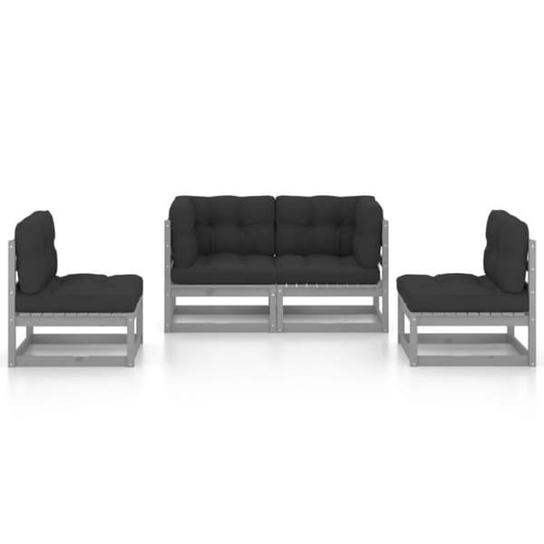 Utemöbelgrupper - Living Loungegrupp med dynor 4 delar massiv furu