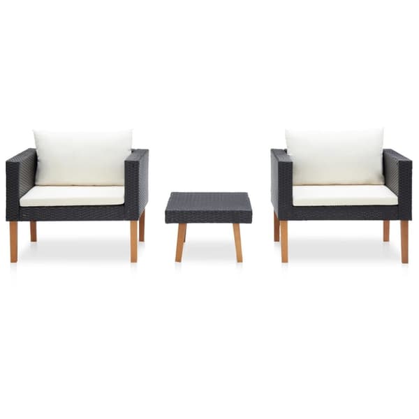Utemöbelgrupper - Living Loungegrupp för trädgården med dynor 3 delar konstrotting svart
