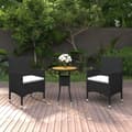 Miniatyrbillede 2 af 9: Havemøbelsæt - Living spisebordssæt til haven 3 dele polyrattan sort