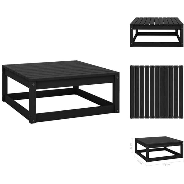Utemöbelgrupper - Living Trädgårdspall 70x70x30 cm svart massiv furu