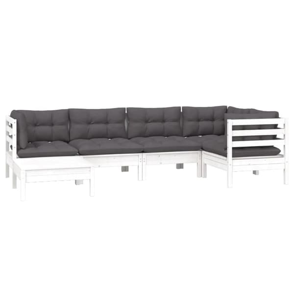Utemöbelgrupper - Living Loungegrupp med dynor 6 delar vit massiv furu