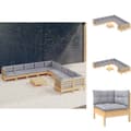 Pikkukuva 1 / 10: Ulkokalustesarjat - Living 11-osainen Puutarhasohvasarja harmaat tyynyt mänty