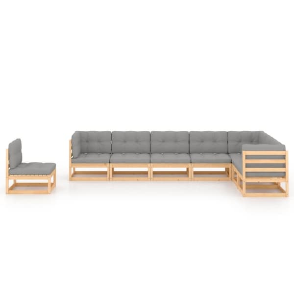 Utemöbelgrupper - Living Loungegrupp för trädgården med dynor 8 delar massiv furu