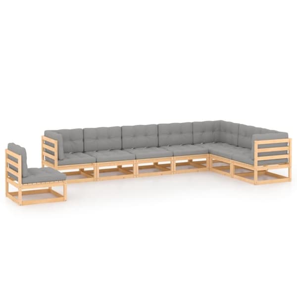 Utemöbelgrupper - Living Loungegrupp för trädgården med dynor 8 delar massiv furu