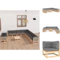 Miniatyrbillede 1 af 11: Havemøbelsæt - Living loungesæt til haven 12 dele med hynder massivt fyrretræ