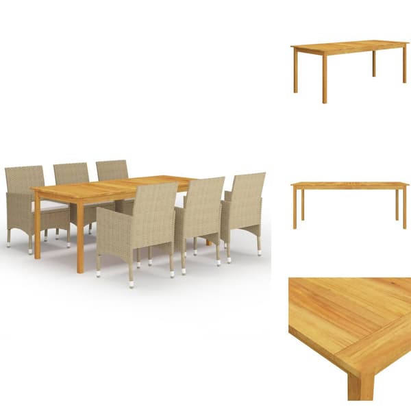 Ulkokalustesarjat - Living 7-osainen Ulkoruokailuryhmä beige