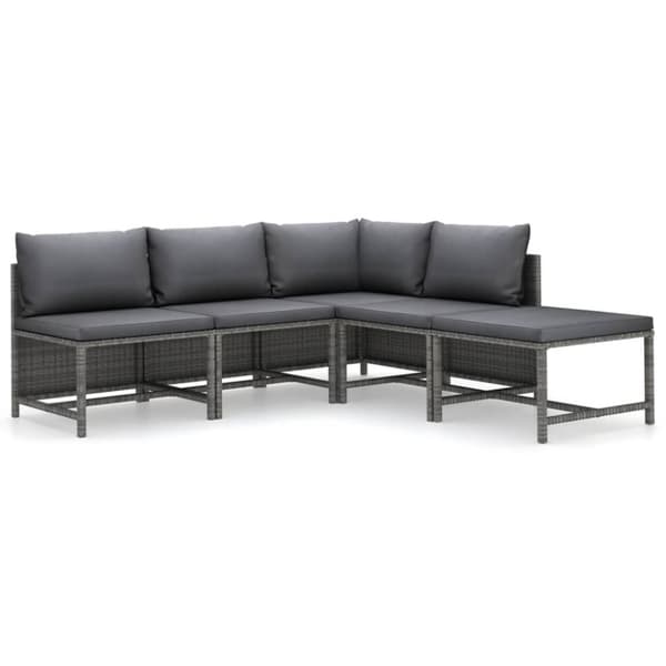 Utemöbelgrupper - Living Loungegrupp för trädgården med dynor 5 delar konstrotting grå