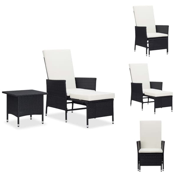 Utemöbelgrupper - Living Loungegrupp för trädgården med dynor 2 delar konstrotting svart