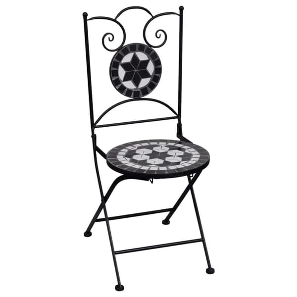 Ulkokalustesarjat - Living 3-osainen mosaiikkibistrosarja keraamiset laatat musta ja valk.