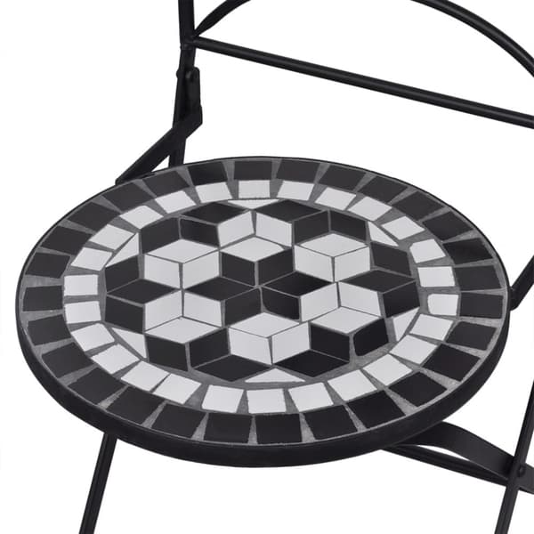 Ulkokalustesarjat - Living 3-osainen mosaiikkibistrosarja keraamiset laatat musta ja valk.
