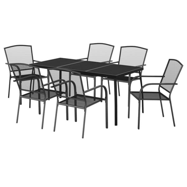 Utemöbelgrupper - Living Matgrupp för trädgården 7 delar antracit stål