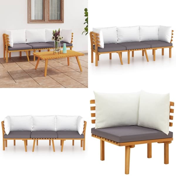 Loungegrupp för trädgården med dynor 3 delar massivt akaciaträ - Trädgårdsloungegrupp - Trädgårdsloungeset - Home & Living