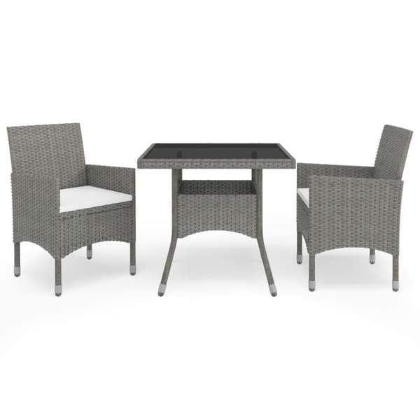 Spisebordssæt til haven 3 dele polyrattan og glas - Spisebordssæt - Udendørs Spisebordssæt - Home & Living