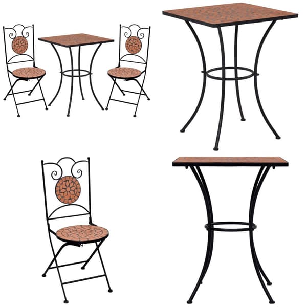 Bistrosæt 3 dele mosaikdesign keramiske fliser terracotta - Bistrosæt - Bistrosæt I Mosaikdesign - Home & Living