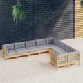 Miniatyrbillede 2 af 8: Loungesæt til haven 9 dele med grå hynder fyrretræ - Haveloungesæt - Loungesæt Til Haven - Home & Living