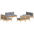Miniatyrbillede 4 af 9: Loungesæt til haven 8 dele med grå hynder fyrretræ - Haveloungesæt - Loungesæt Til Haven - Home & Living