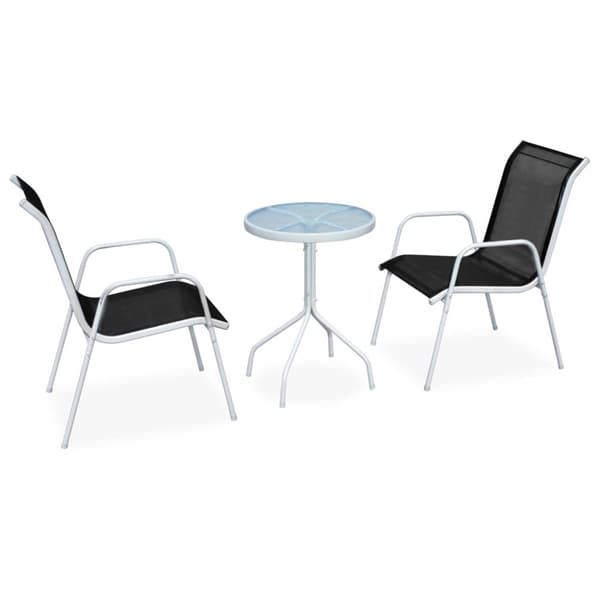 Caféset 3 delar stål svart - Trädgårdsmöbler - Trädgårdsmöbelgrupp - Home & Living