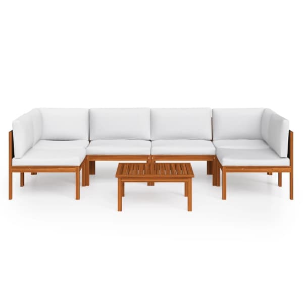 Loungesæt til haven 7 dele med hynder massivt akacietræ creme - Haveloungesæt - Loungesæt Til Haven - Home & Living