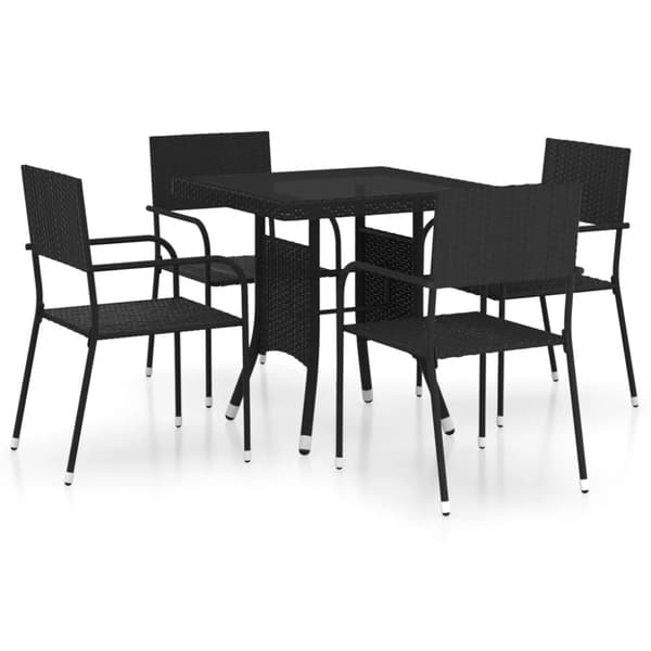 Spisebordssæt til haven 5 dele polyrattan sort - Havespisebordssæt - Spisebordssæt Til Haven - Home & Living
