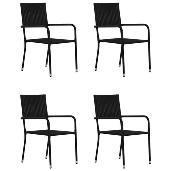 Spisebordssæt til haven 5 dele polyrattan sort - Havespisebordssæt - Spisebordssæt Til Haven - Home & Living