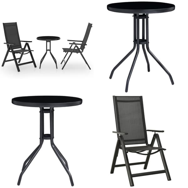 3-osainen Bistrosarja musta ja antrasiitti - Bistroryhmä - Bistroryhmät - Home & Living