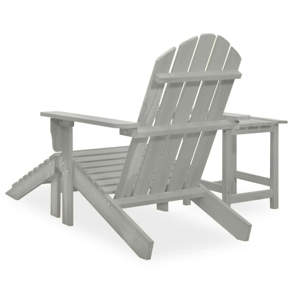 Adirondack-havestol med fodstøtte og bord massivt grantræ grå - Havestol - Havestole - Home & Living