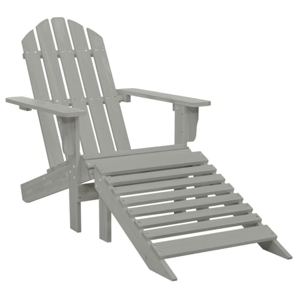 Adirondack-havestol med fodstøtte og bord massivt grantræ grå - Havestol - Havestole - Home & Living