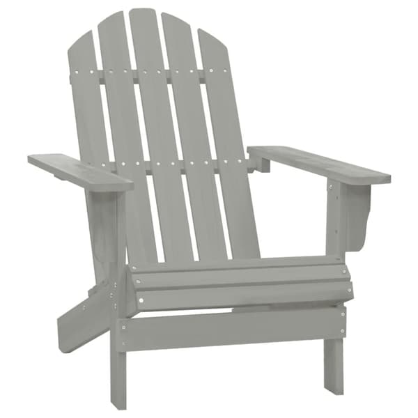 Adirondack-havestol med fodstøtte og bord massivt grantræ grå - Havestol - Havestole - Home & Living
