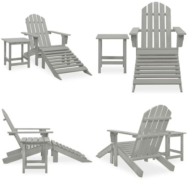 Adirondack-havestol med fodstøtte og bord massivt grantræ grå - Havestol - Havestole - Home & Living