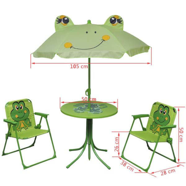 Cafébord för barn med parasoll 3 delar grön - Trädgårdsbord Och Trädgårdsstol - Trädgårdsbord Och Trädgårdsstolar - Home & Living