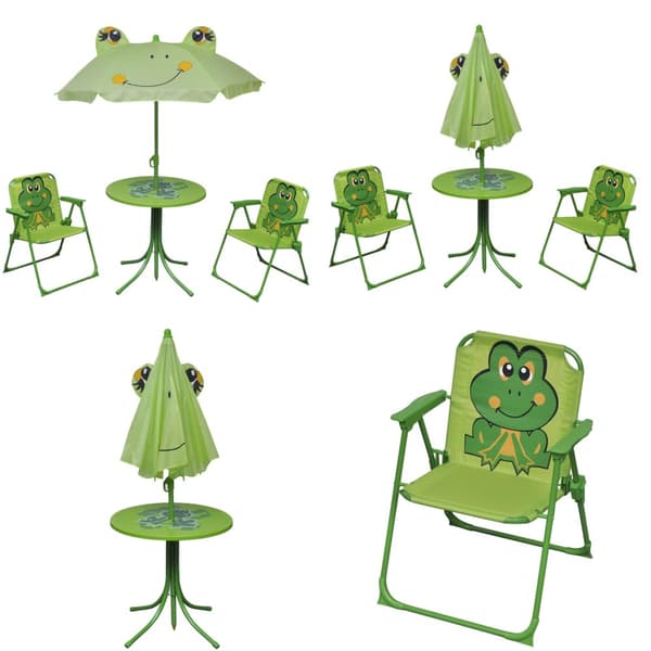 Cafébord för barn med parasoll 3 delar grön - Trädgårdsbord Och Trädgårdsstol - Trädgårdsbord Och Trädgårdsstolar - Home & Living