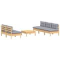Miniatyrbillede 4 af 11: Loungesæt til haven 6 dele med grå hynder fyrretræ - Haveloungesæt - Loungesæt Til Haven - Home & Living