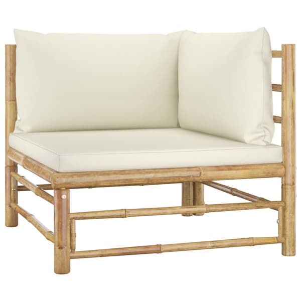 Loungegrupp för trädgården med gräddvita dynor 4 delar bambu - Loungegrupp - Loungegrupper - Home & Living