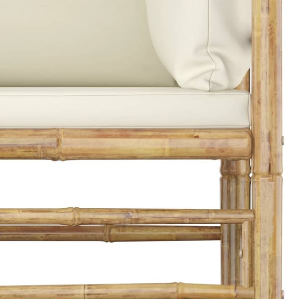 Loungegrupp för trädgården med gräddvita dynor 4 delar bambu - Loungegrupp - Loungegrupper - Home & Living