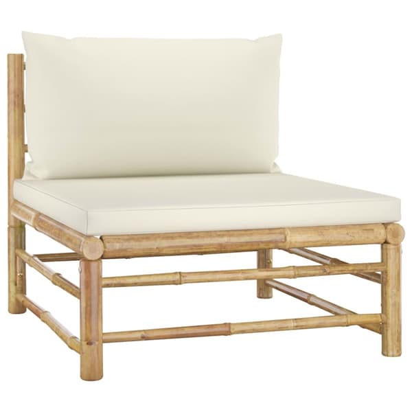 Loungegrupp för trädgården med gräddvita dynor 4 delar bambu - Loungegrupp - Loungegrupper - Home & Living