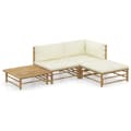 Miniatyrbild 2 av 11: Loungegrupp för trädgården med gräddvita dynor 4 delar bambu - Loungegrupp - Loungegrupper - Home & Living