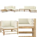 Miniatyrbild 1 av 11: Loungegrupp för trädgården med gräddvita dynor 4 delar bambu - Loungegrupp - Loungegrupper - Home & Living