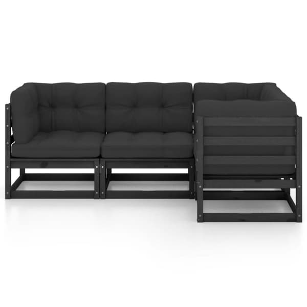 Loungesæt til haven 4 dele med hynder massivt fyrretræ - Haveloungesæt - Udendørs Loungesæt - Home & Living