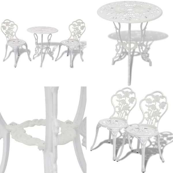 Caféset 3 delar gjuten aluminium vit - Trädgårdsmöbler - Trädgårdsmöbel - Home & Living