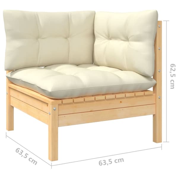 Loungegrupp med gräddvita dynor 5 delar massiv furu - Loungegrupp - Loungegrupper - Home & Living