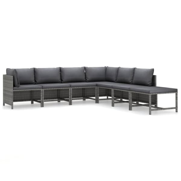 Loungesæt til haven 7 dele med hynder polyrattan grå - Loungesæt Til Haven - Haveloungesæt - Home & Living