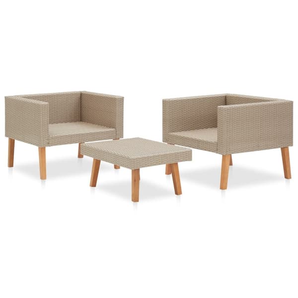 3-osainen Puutarhasohvasarja tyynyillä polyrottinki beige - Puutarhakalusteet - Terassikalusteet - Home & Living