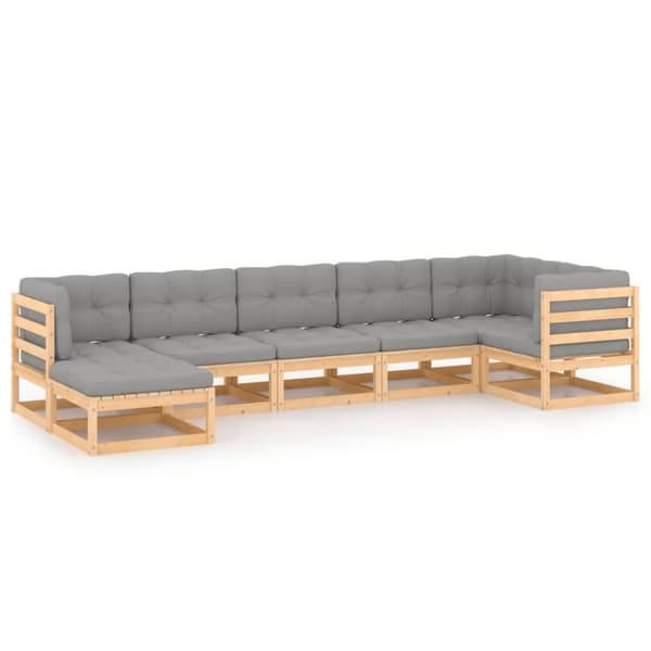 Loungesæt til haven 7 dele med hynder massivt fyrretræ - Haveloungesæt - Udendørs Loungesæt - Home & Living