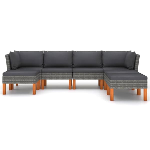Loungesæt til haven 7 dele med hynder polyrattan grå - Haveloungesæt - Loungesæt Til Haven - Home & Living