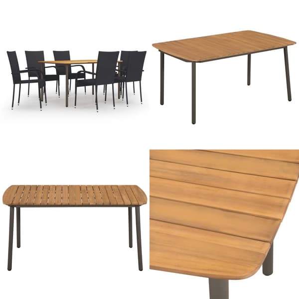 Spisebordssæt til haven 7 dele polyrattan sort - Spisebordssæt - Spisebordssæt Til Haven - Home & Living