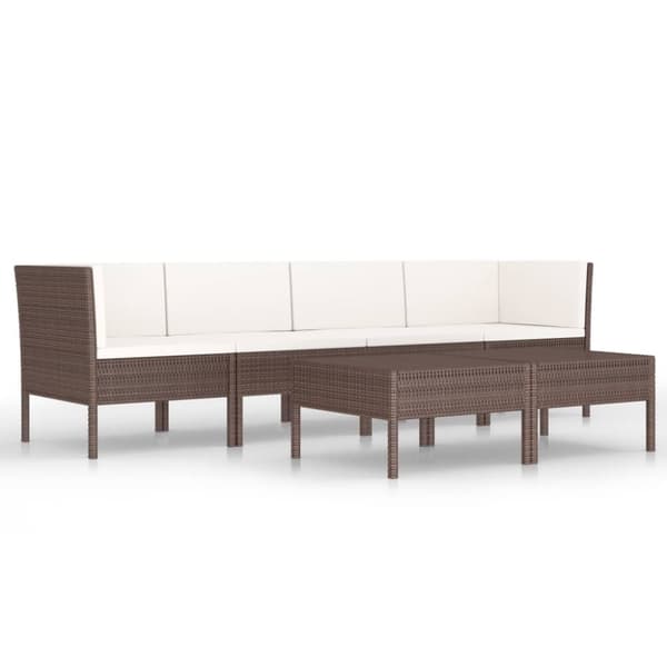 Loungegrupp för trädgården med dynor 6 delar konstrotting brun - Trädgårdsmöbler - Trädgårdsmöbel - Home & Living