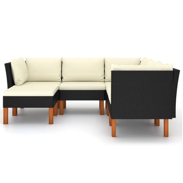 Loungesæt til haven 6 dele med hynder polyrattan sort - Haveloungesæt - Loungesæt Til Haven - Home & Living